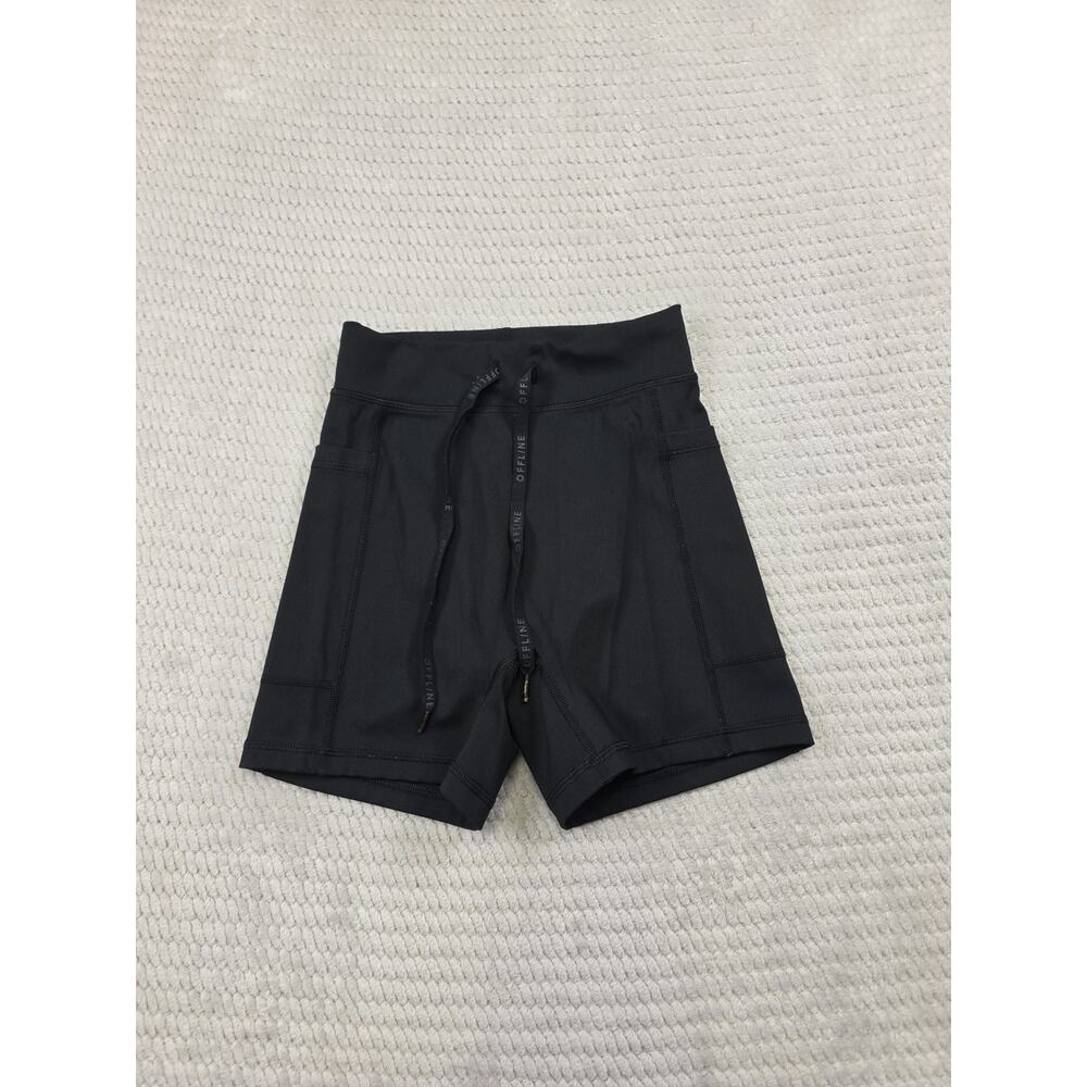 Aerie Offline Shorts Womens Small Goals Shortie Hi Rise Black